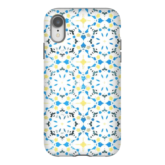 iPhone Xr StrongFit Vibrant blue yellow Moroccan tiles by Oana 