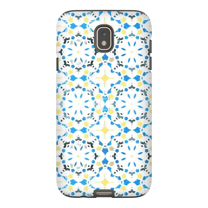 Galaxy J7 StrongFit Vibrant blue yellow Moroccan tiles by Oana 