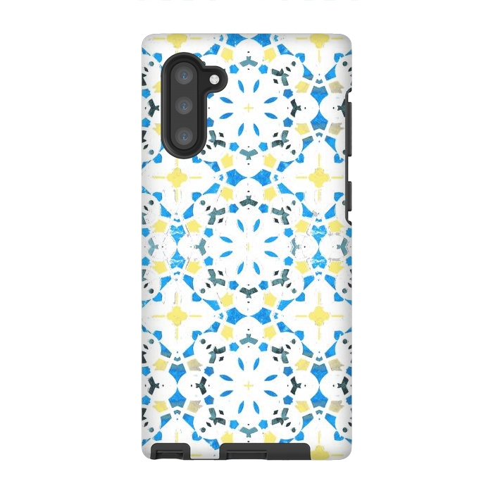 Galaxy Note 10 StrongFit Vibrant blue yellow Moroccan tiles by Oana 