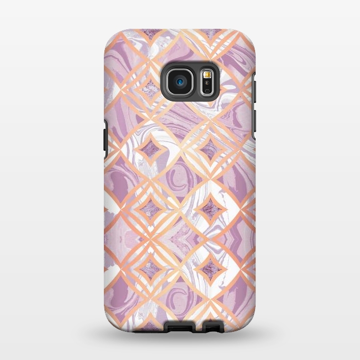 Galaxy S7 EDGE StrongFit Elegant pink rose gold marble tiles by Oana 