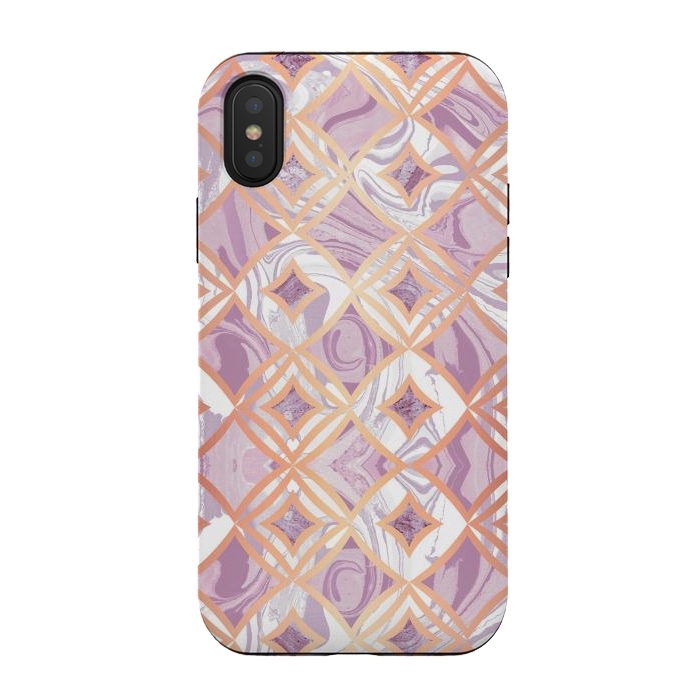 iPhone Xs / X StrongFit Elegant pink rose gold marble tiles by Oana 