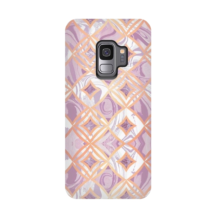 Galaxy S9 StrongFit Elegant pink rose gold marble tiles by Oana 