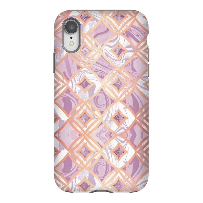 iPhone Xr StrongFit Elegant pink rose gold marble tiles by Oana 
