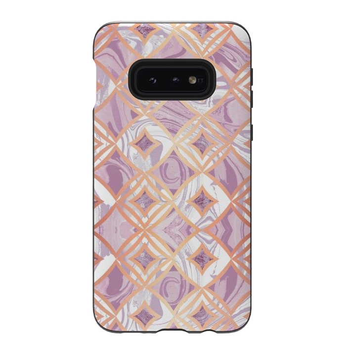 Galaxy S10e StrongFit Elegant pink rose gold marble tiles by Oana 