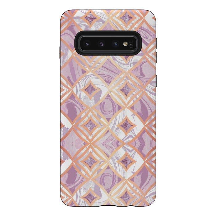 Galaxy S10 StrongFit Elegant pink rose gold marble tiles by Oana 