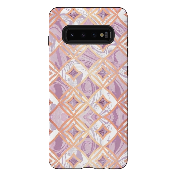 Galaxy S10 plus StrongFit Elegant pink rose gold marble tiles by Oana 