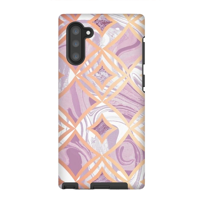 Galaxy Note 10 StrongFit Elegant pink rose gold marble tiles by Oana 