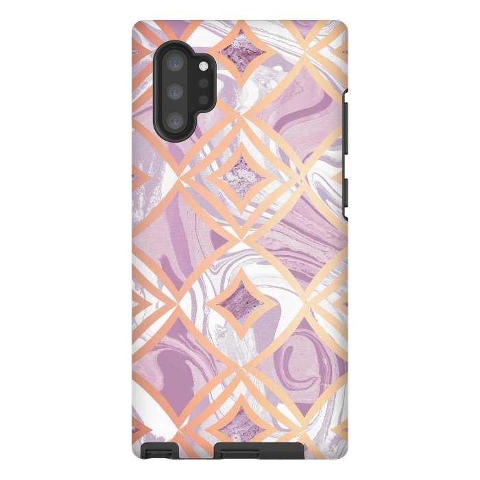 Galaxy Note 10 plus StrongFit Elegant pink rose gold marble tiles by Oana 