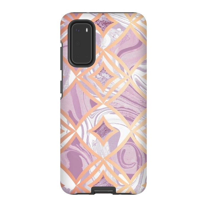 Galaxy S20 StrongFit Elegant pink rose gold marble tiles by Oana 