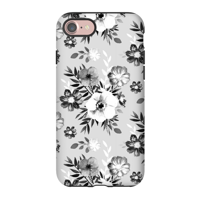 iPhone 7 StrongFit Black and white ink painted flowers by Oana 