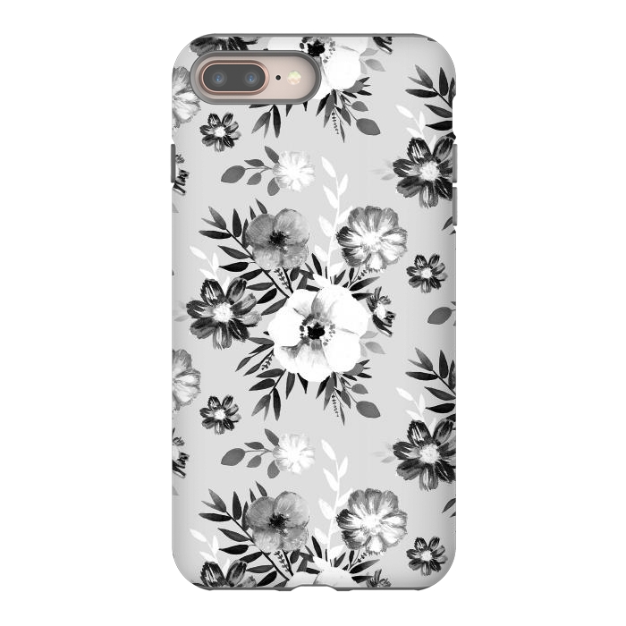 iPhone 7 plus StrongFit Black and white ink painted flowers by Oana 