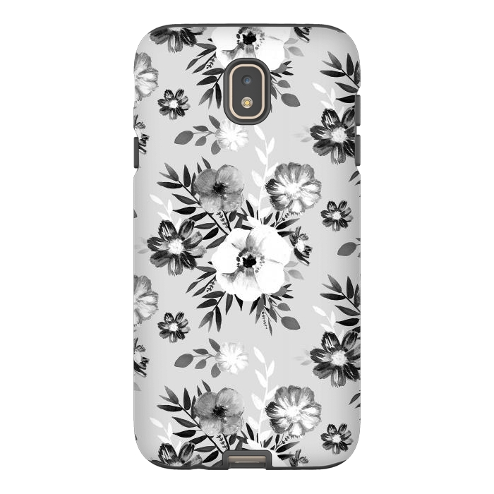 Galaxy J7 StrongFit Black and white ink painted flowers by Oana 