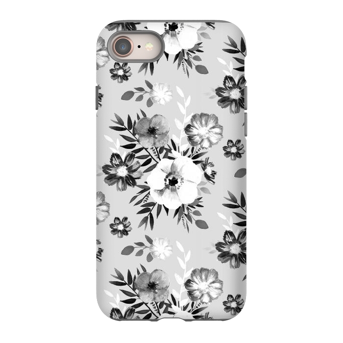 iPhone SE StrongFit Black and white ink painted flowers by Oana 