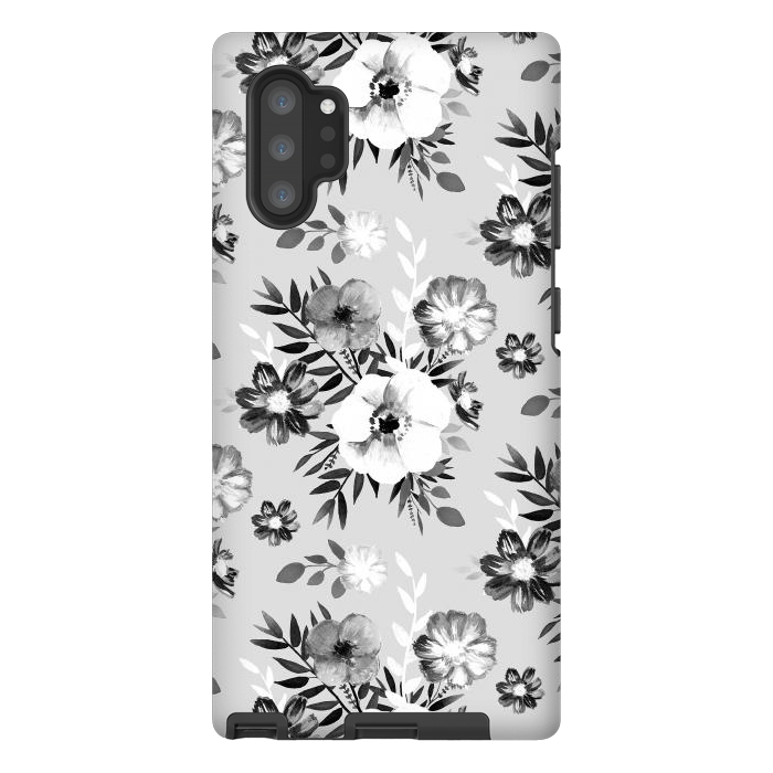 Galaxy Note 10 plus StrongFit Black and white ink painted flowers by Oana 