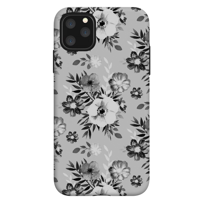 iPhone 11 Pro Max StrongFit Black and white ink painted flowers by Oana 