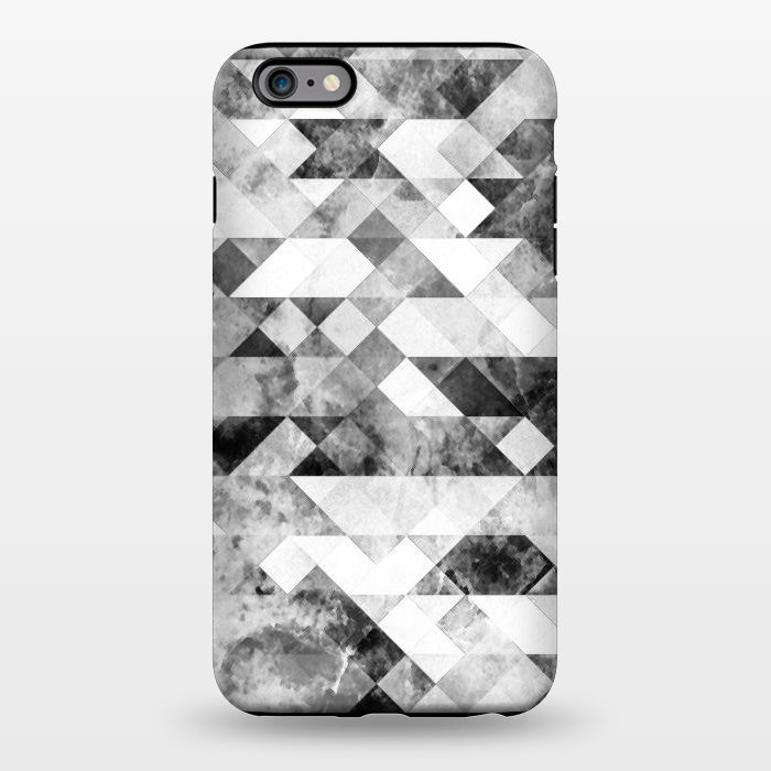 iPhone 6/6s plus StrongFit Black and white textured marble triangles by Oana 