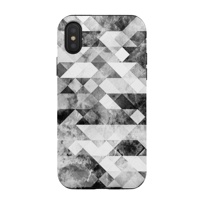 iPhone Xs / X StrongFit Black and white textured marble triangles by Oana 