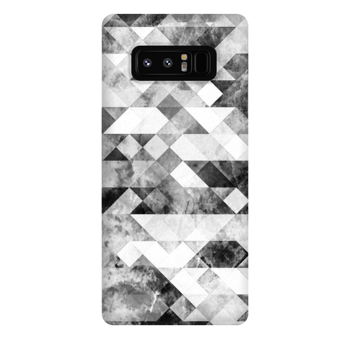 Galaxy Note 8 StrongFit Black and white textured marble triangles by Oana 