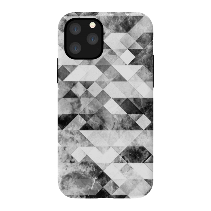 iPhone 11 Pro StrongFit Black and white textured marble triangles by Oana 