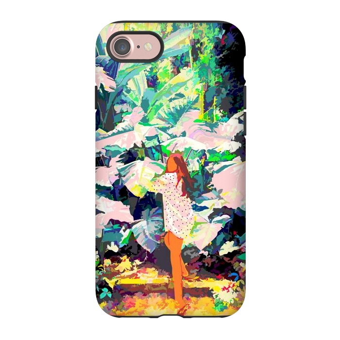 iPhone 7 StrongFit Live Quietly In a Corner Of Nature, Modern Bohemian Woman Jungle Forest Eclectic Painting by Uma Prabhakar Gokhale