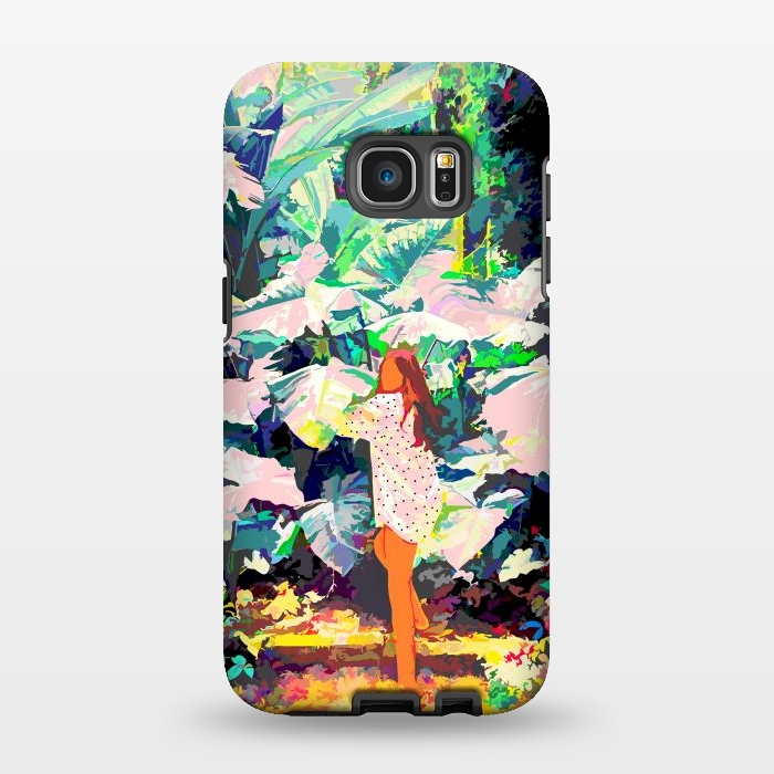 Galaxy S7 EDGE StrongFit Live Quietly In a Corner Of Nature, Modern Bohemian Woman Jungle Forest Eclectic Painting by Uma Prabhakar Gokhale