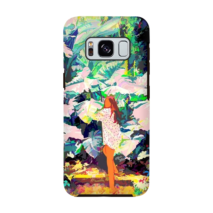 Galaxy S8 StrongFit Live Quietly In a Corner Of Nature, Modern Bohemian Woman Jungle Forest Eclectic Painting by Uma Prabhakar Gokhale