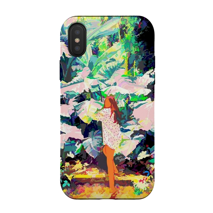 iPhone Xs / X StrongFit Live Quietly In a Corner Of Nature, Modern Bohemian Woman Jungle Forest Eclectic Painting by Uma Prabhakar Gokhale