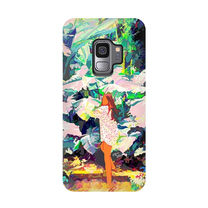 Galaxy S9 StrongFit Live Quietly In a Corner Of Nature, Modern Bohemian Woman Jungle Forest Eclectic Painting by Uma Prabhakar Gokhale