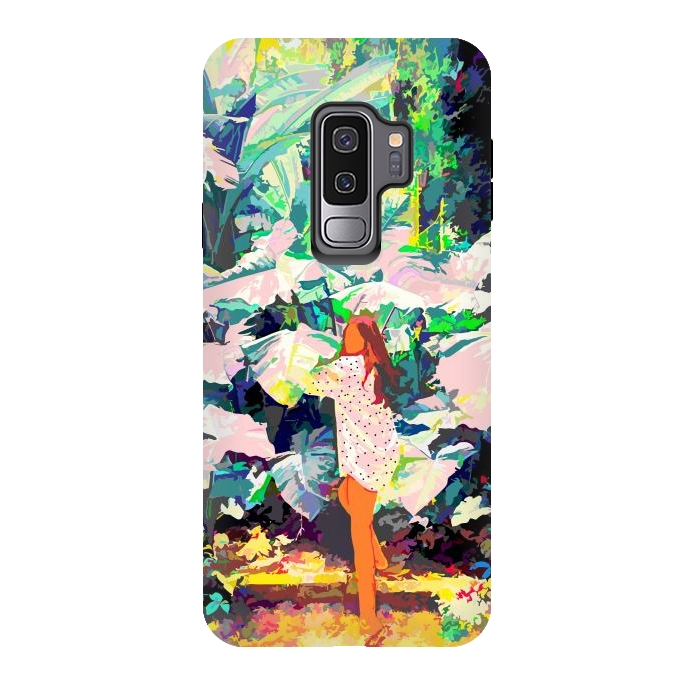 Galaxy S9 plus StrongFit Live Quietly In a Corner Of Nature, Modern Bohemian Woman Jungle Forest Eclectic Painting by Uma Prabhakar Gokhale