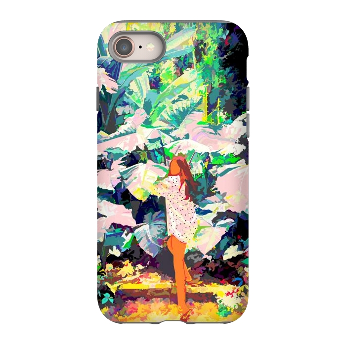 iPhone 8 StrongFit Live Quietly In a Corner Of Nature, Modern Bohemian Woman Jungle Forest Eclectic Painting by Uma Prabhakar Gokhale