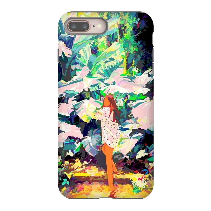 iPhone 8 plus StrongFit Live Quietly In a Corner Of Nature, Modern Bohemian Woman Jungle Forest Eclectic Painting by Uma Prabhakar Gokhale