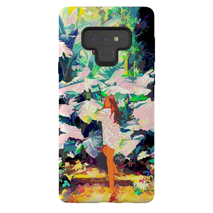 Galaxy Note 9 StrongFit Live Quietly In a Corner Of Nature, Modern Bohemian Woman Jungle Forest Eclectic Painting by Uma Prabhakar Gokhale