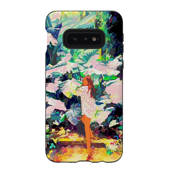 Galaxy S10e StrongFit Live Quietly In a Corner Of Nature, Modern Bohemian Woman Jungle Forest Eclectic Painting by Uma Prabhakar Gokhale