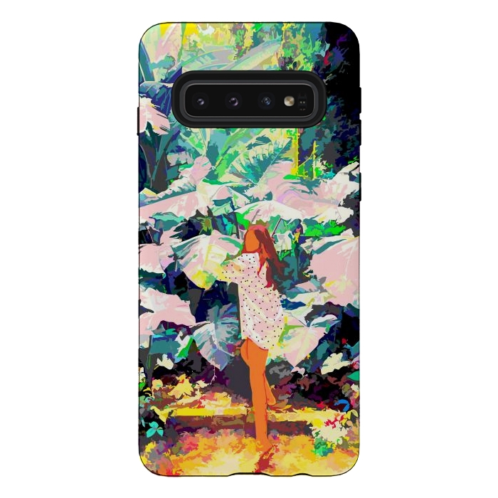 Galaxy S10 StrongFit Live Quietly In a Corner Of Nature, Modern Bohemian Woman Jungle Forest Eclectic Painting by Uma Prabhakar Gokhale