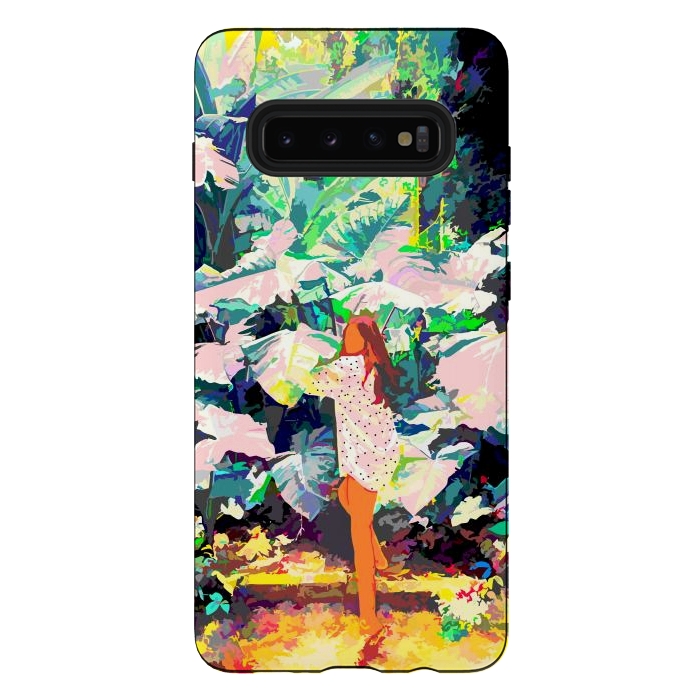 Galaxy S10 plus StrongFit Live Quietly In a Corner Of Nature, Modern Bohemian Woman Jungle Forest Eclectic Painting by Uma Prabhakar Gokhale
