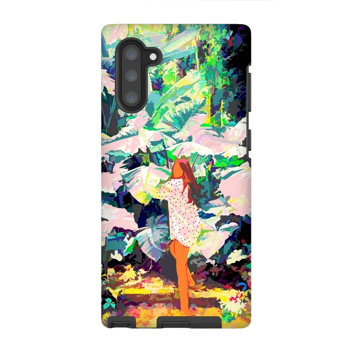 Galaxy Note 10 StrongFit Live Quietly In a Corner Of Nature, Modern Bohemian Woman Jungle Forest Eclectic Painting by Uma Prabhakar Gokhale