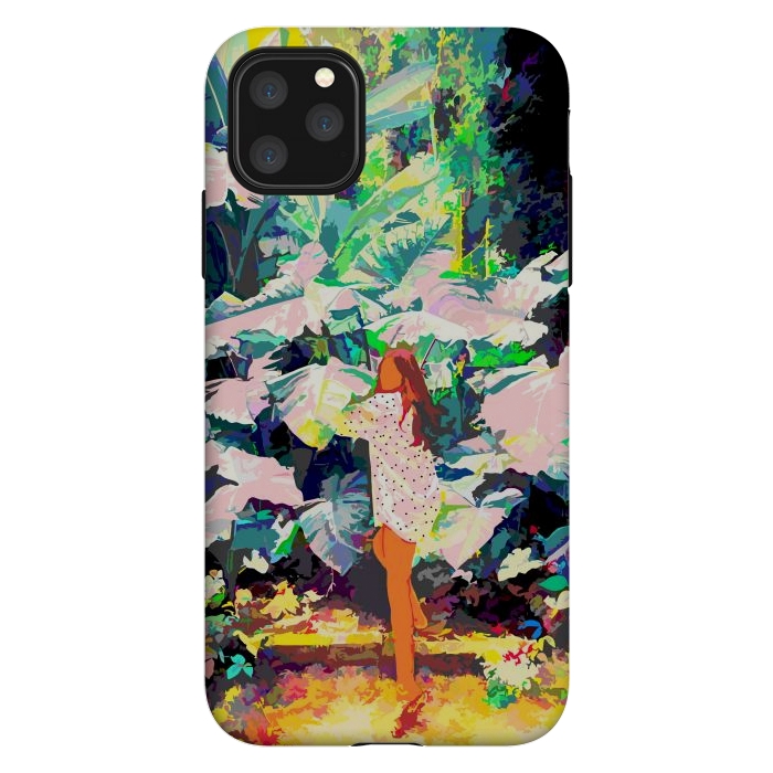 iPhone 11 Pro Max StrongFit Live Quietly In a Corner Of Nature, Modern Bohemian Woman Jungle Forest Eclectic Painting by Uma Prabhakar Gokhale