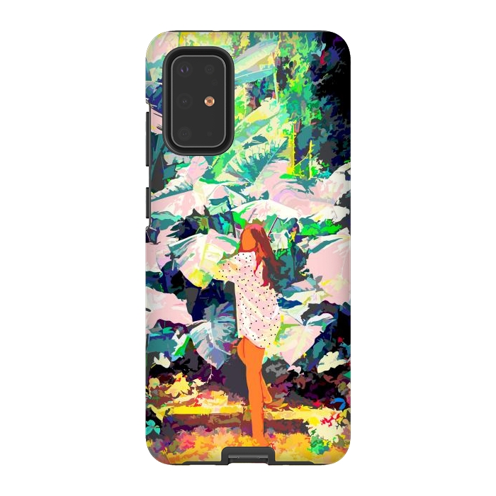 Galaxy S20 Plus StrongFit Live Quietly In a Corner Of Nature, Modern Bohemian Woman Jungle Forest Eclectic Painting by Uma Prabhakar Gokhale