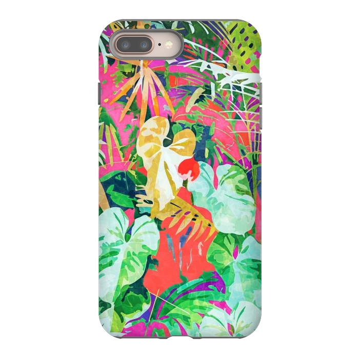 iPhone 7 plus StrongFit Find Me Where The Tropical Things Are | Jungle Botanical Palm Colorful Painting by Uma Prabhakar Gokhale