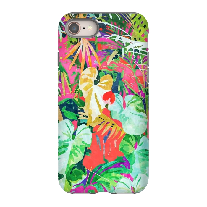 iPhone 8 StrongFit Find Me Where The Tropical Things Are | Jungle Botanical Palm Colorful Painting by Uma Prabhakar Gokhale