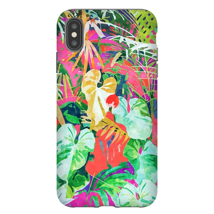 iPhone Xs Max StrongFit Find Me Where The Tropical Things Are | Jungle Botanical Palm Colorful Painting by Uma Prabhakar Gokhale