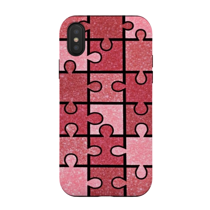 iPhone Xs / X StrongFit Pink puzzle by CAS