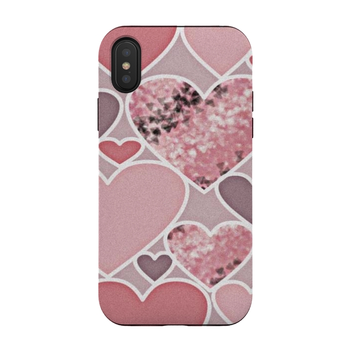 iPhone Xs / X StrongFit Pink hearts by CAS