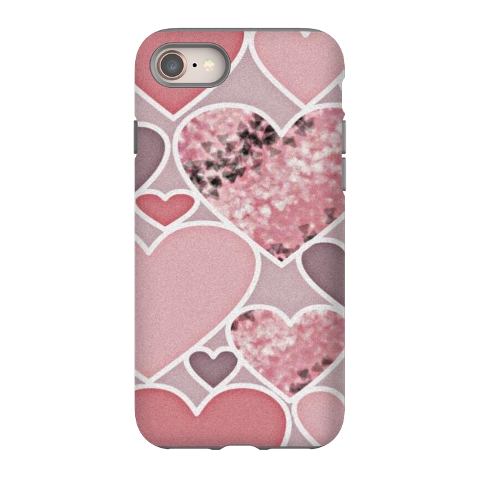 iPhone 8 StrongFit Pink hearts by CAS