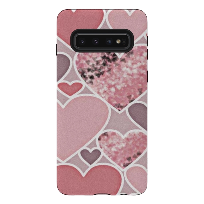 Galaxy S10 StrongFit Pink hearts by CAS