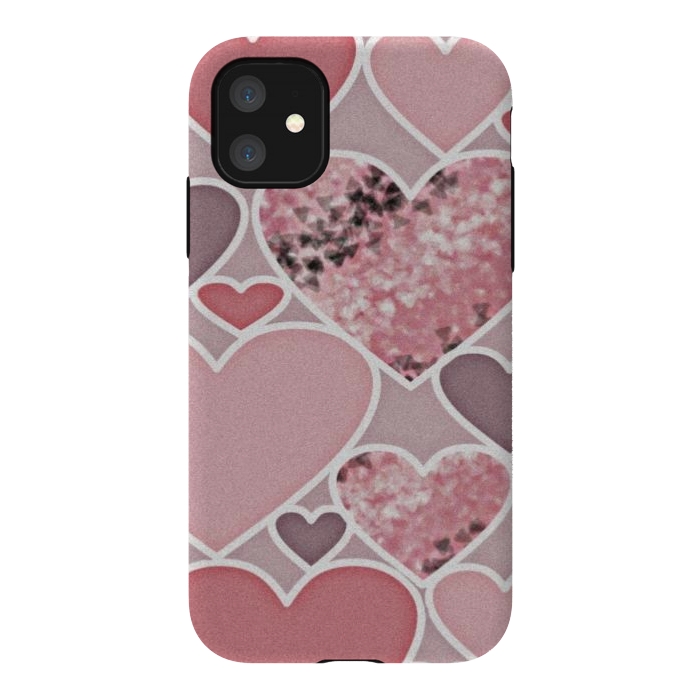 iPhone 11 StrongFit Pink hearts by CAS