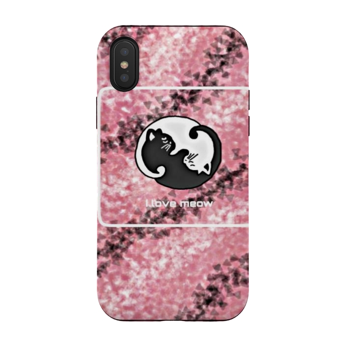 iPhone Xs / X StrongFit Yinyang Cat pink by CAS