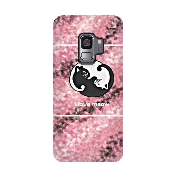 Galaxy S9 StrongFit Yinyang Cat pink by CAS