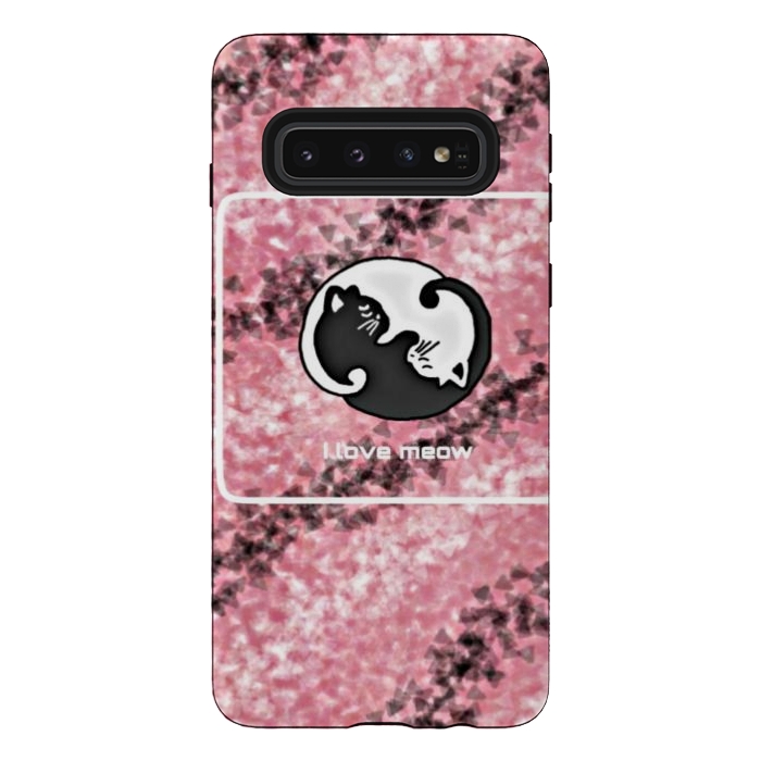 Galaxy S10 StrongFit Yinyang Cat pink by CAS