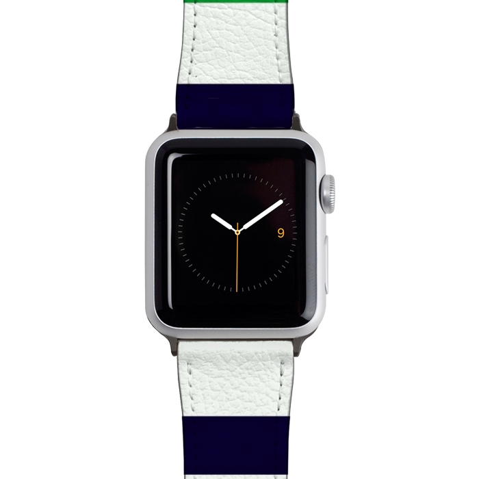 Watch 42mm / 44mm Strap PU leather Green White by TMSarts